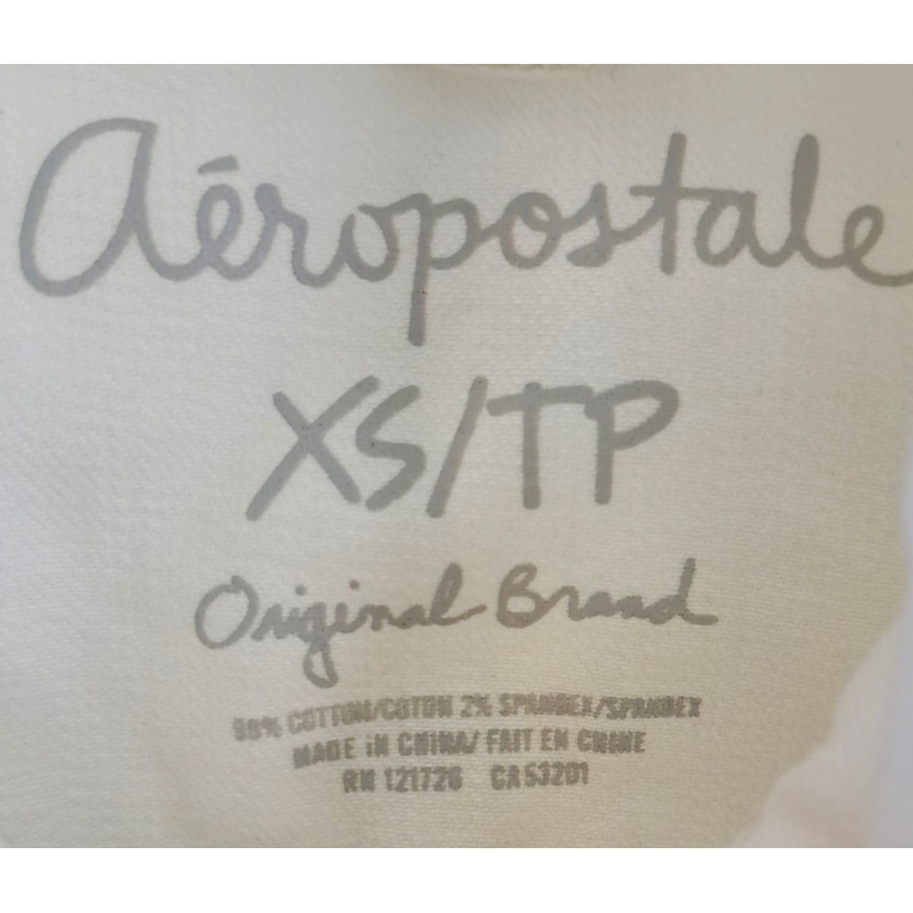 AEROPOSTALE White Denim Jean Jacket Womens XS Preppy Cleangirl Minimalist 90s - Picture 5 of 10